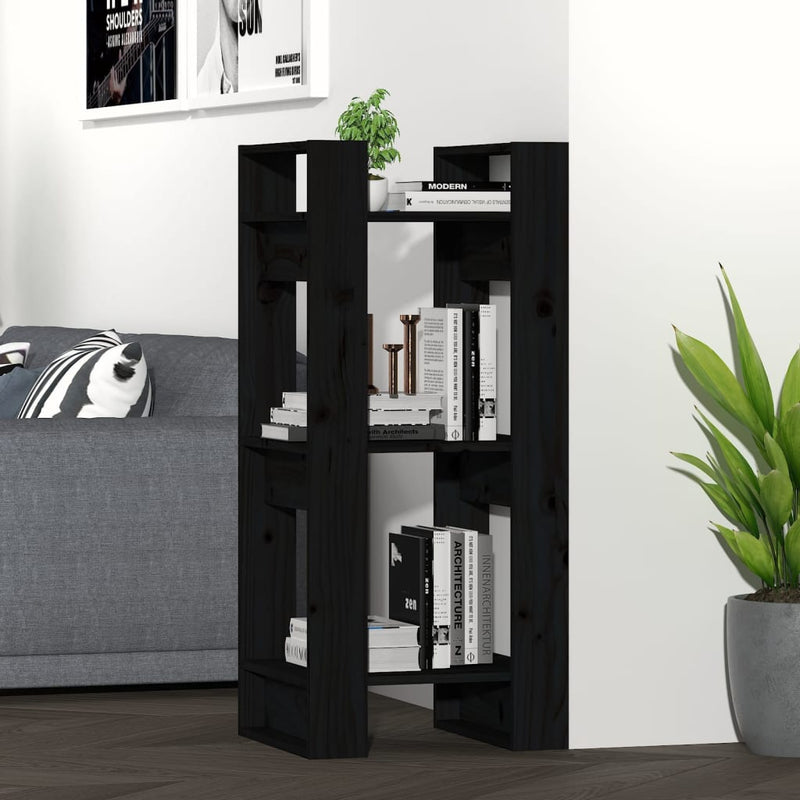 Boekenkast/kamerscherm 41x35x91 cm massief grenenhout zwart MeubelReus
