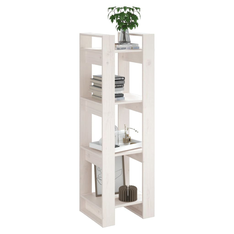 Boekenkast/kamerscherm 41x35x125 cm massief grenenhout wit MeubelReus