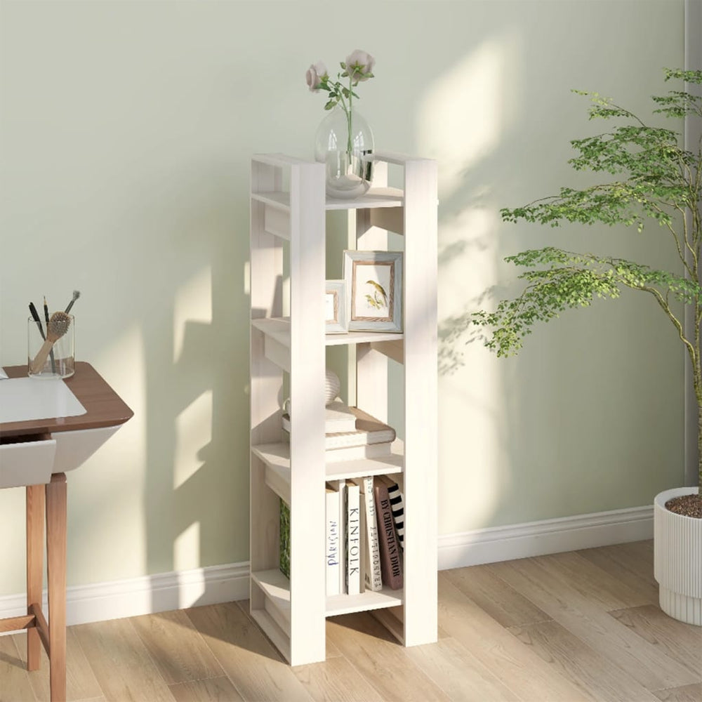 Boekenkast/kamerscherm 41x35x125 cm massief grenenhout wit MeubelReus