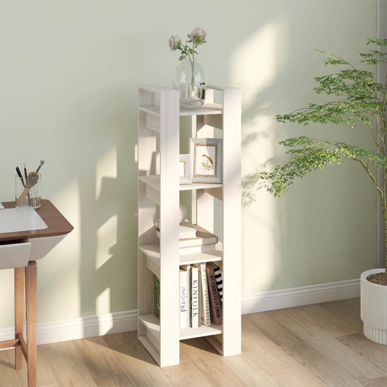 Boekenkast/kamerscherm 41x35x125 cm massief grenenhout wit MeubelReus