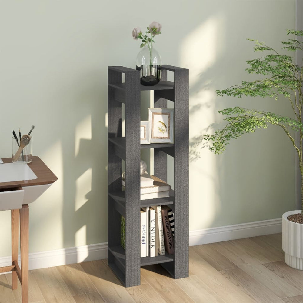 Boekenkast/kamerscherm 41x35x125 cm massief grenenhout grijs MeubelReus