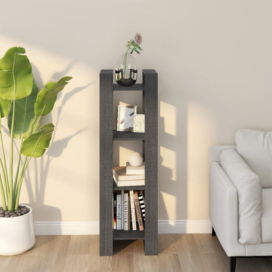 Boekenkast/kamerscherm 41x35x125 cm massief grenenhout grijs MeubelReus