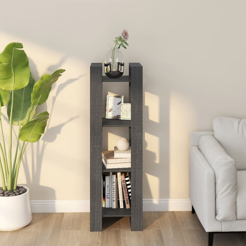 Boekenkast/kamerscherm 41x35x125 cm massief grenenhout grijs MeubelReus