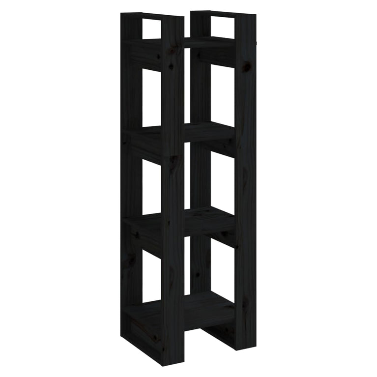Boekenkast/kamerscherm 41x35x125 cm massief grenenhout zwart MeubelReus