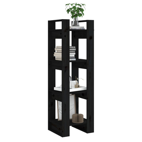 Boekenkast/kamerscherm 41x35x125 cm massief grenenhout zwart MeubelReus