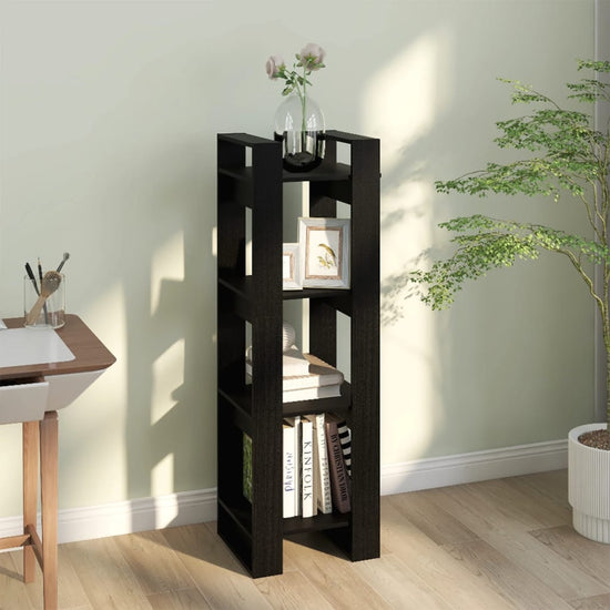 Boekenkast/kamerscherm 41x35x125 cm massief grenenhout zwart MeubelReus