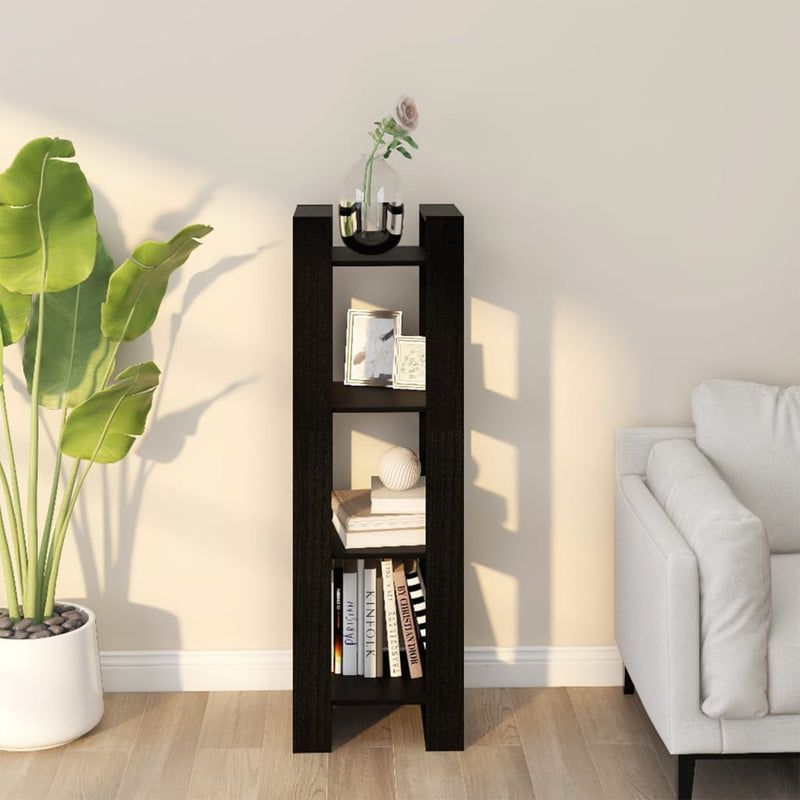 Boekenkast/kamerscherm 41x35x125 cm massief grenenhout zwart MeubelReus