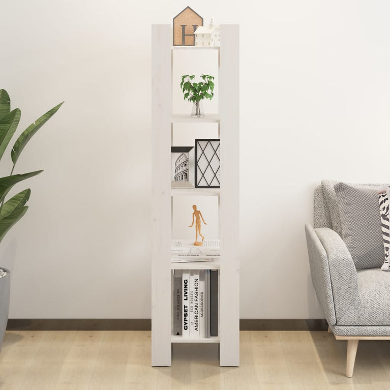 Boekenkast/kamerscherm 41x35x160 cm massief grenenhout wit MeubelReus