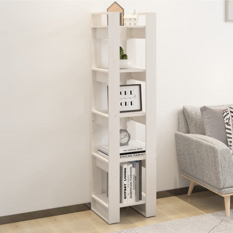 Boekenkast/kamerscherm 41x35x160 cm massief grenenhout wit MeubelReus