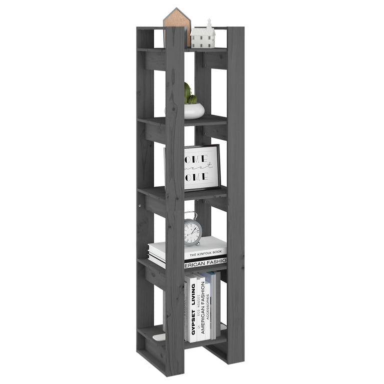 Boekenkast/kamerscherm 41x35x160 cm massief grenenhout grijs MeubelReus