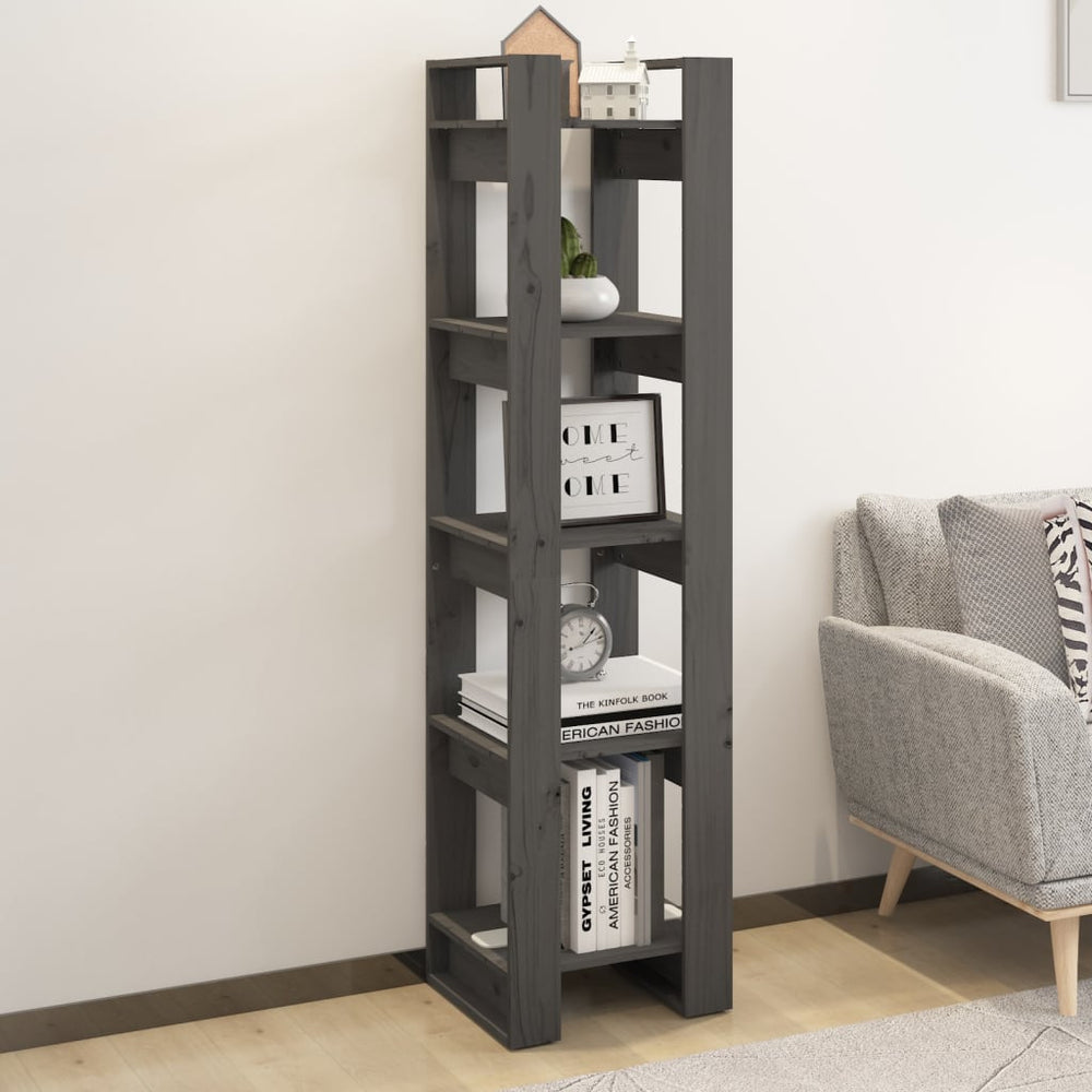Boekenkast/kamerscherm 41x35x160 cm massief grenenhout grijs MeubelReus