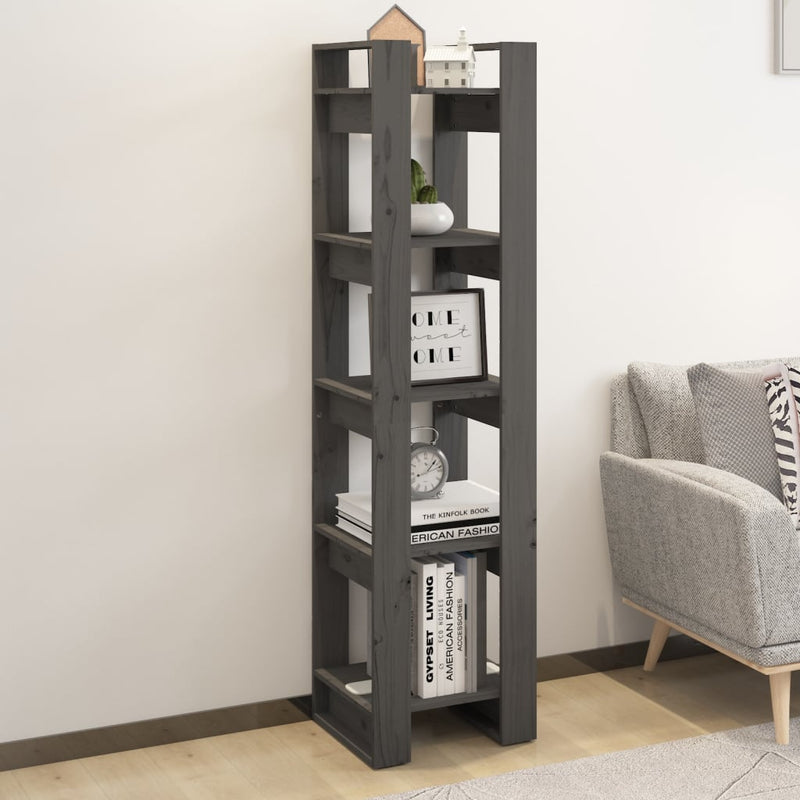 Boekenkast/kamerscherm 41x35x160 cm massief grenenhout grijs MeubelReus
