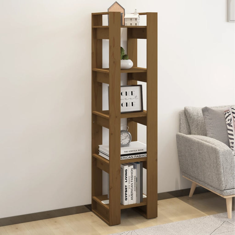 Boekenkast/kamerscherm 41x35x160 cm grenenhout honingbruin MeubelReus