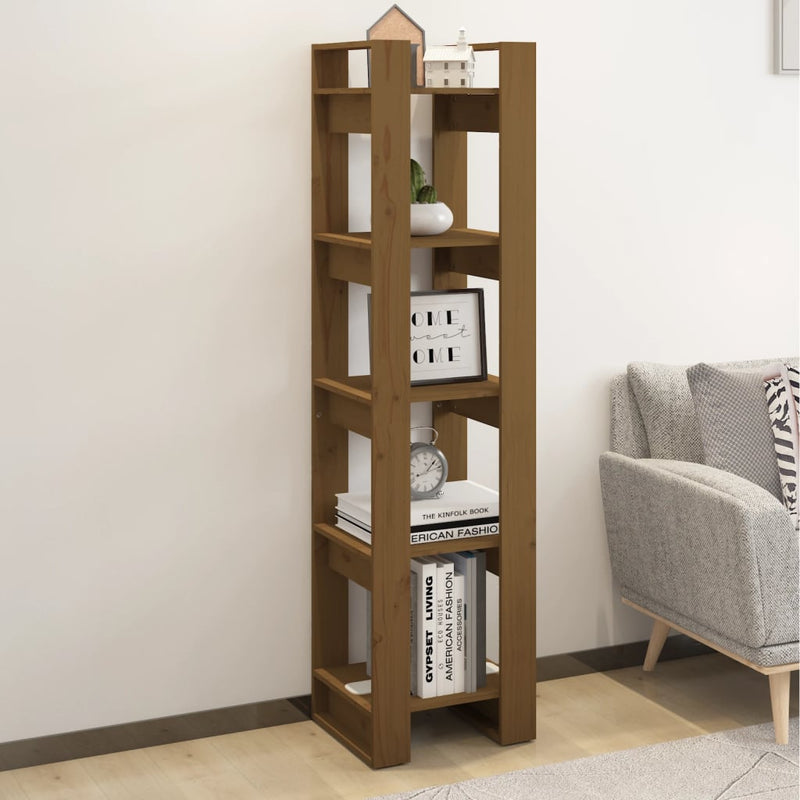 Boekenkast/kamerscherm 41x35x160 cm grenenhout honingbruin MeubelReus