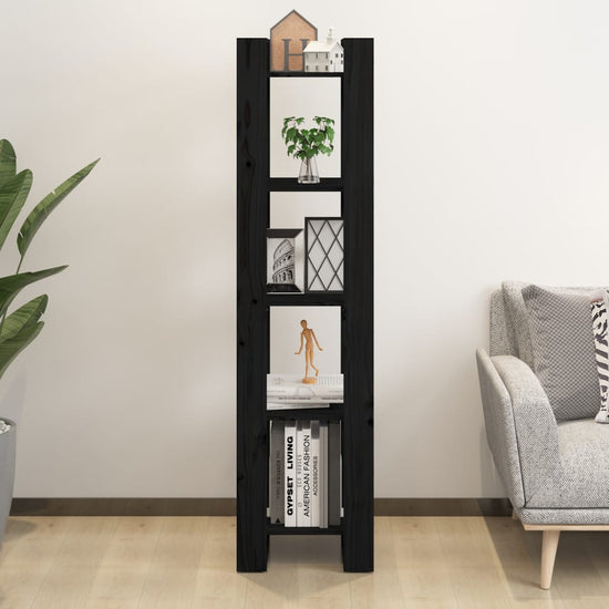 Boekenkast/kamerscherm 41x35x160 cm massief grenenhout zwart MeubelReus