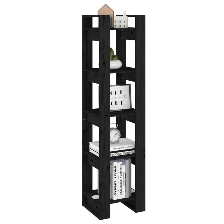 Boekenkast/kamerscherm 41x35x160 cm massief grenenhout zwart MeubelReus