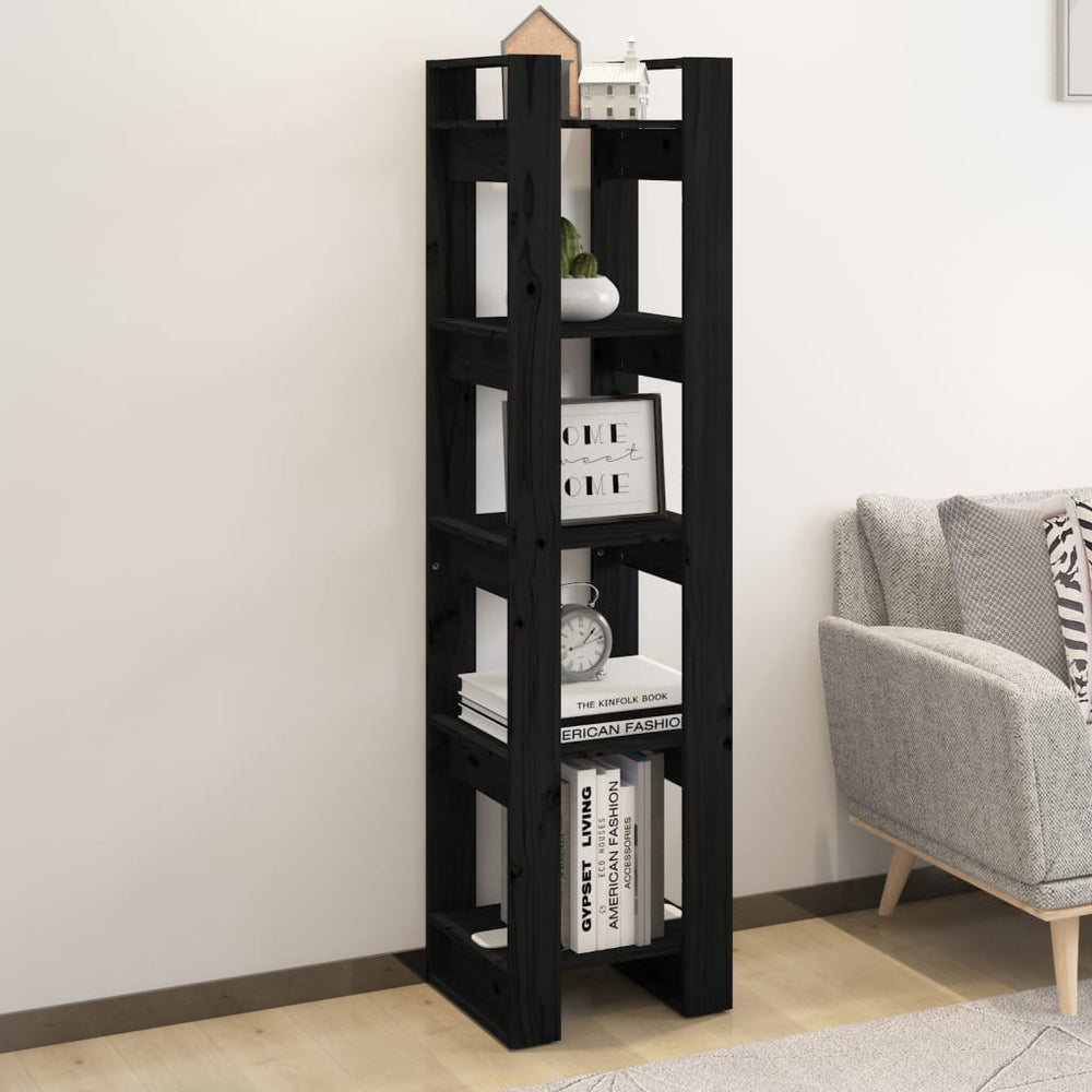 Boekenkast/kamerscherm 41x35x160 cm massief grenenhout zwart MeubelReus