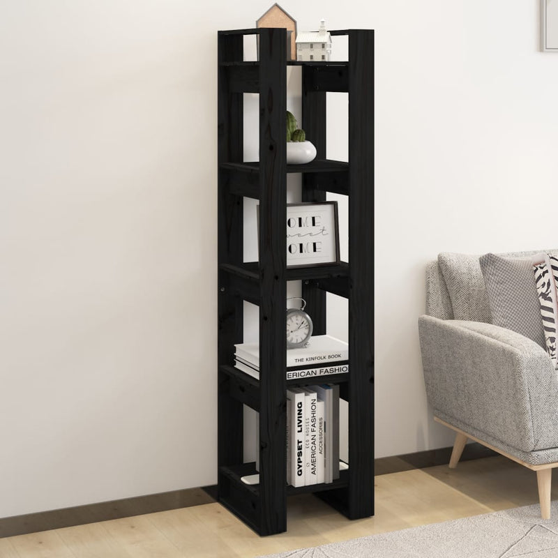 Boekenkast/kamerscherm 41x35x160 cm massief grenenhout zwart MeubelReus