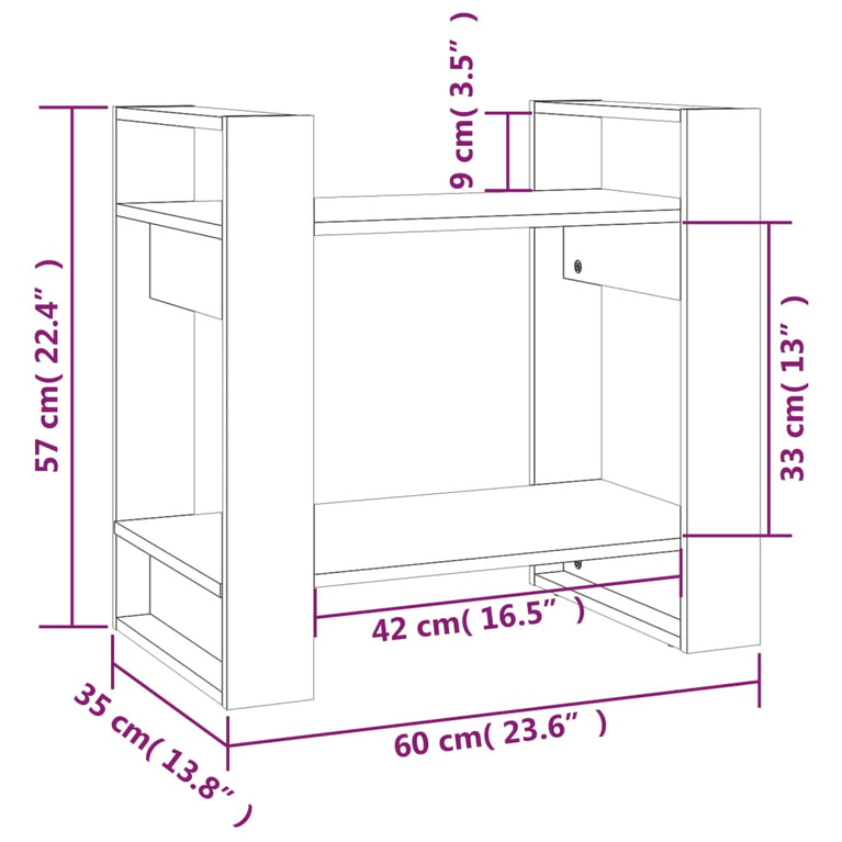 Boekenkast/kamerscherm 60x35x57 cm massief grenenhout wit MeubelReus