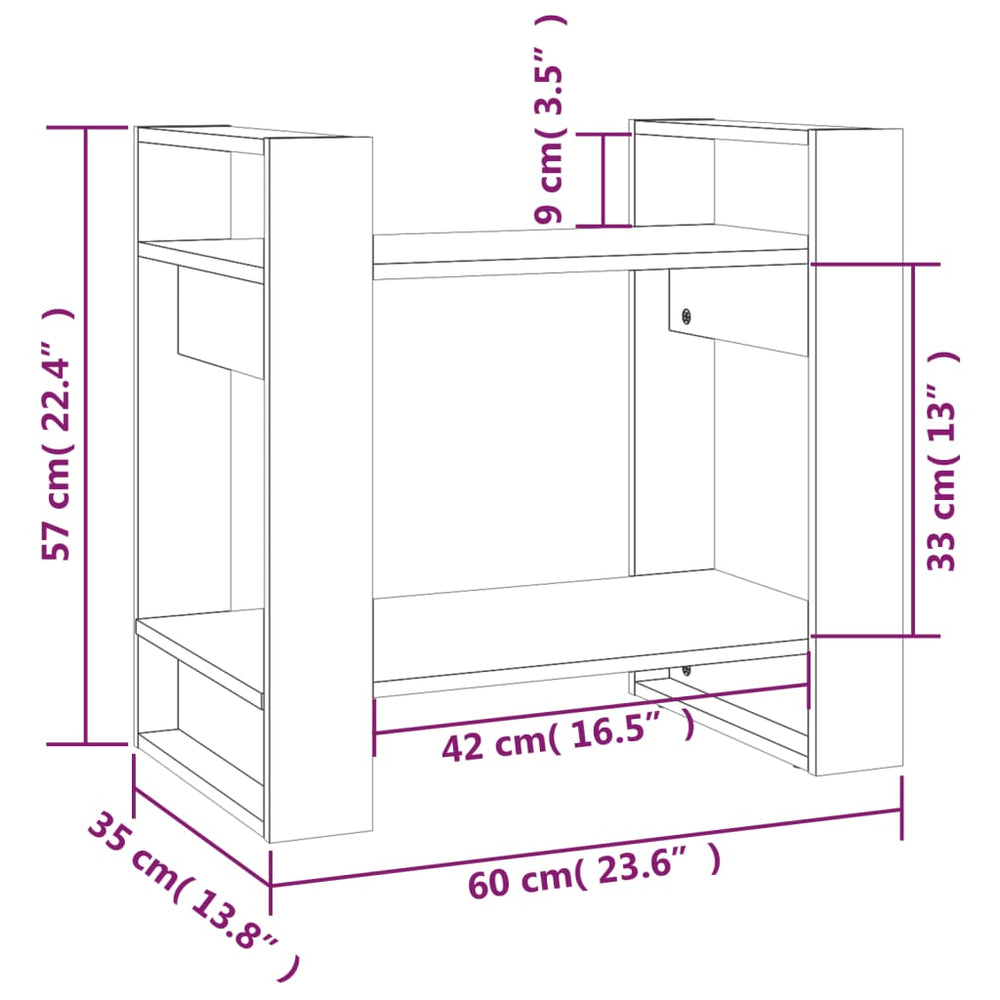 Boekenkast/kamerscherm 60x35x57 cm massief grenenhout grijs MeubelReus