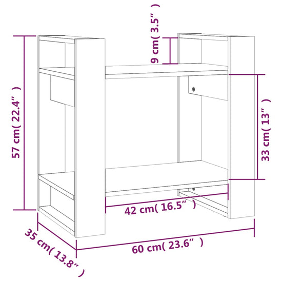 Boekenkast/kamerscherm 60x35x57 cm massief grenenhout grijs MeubelReus