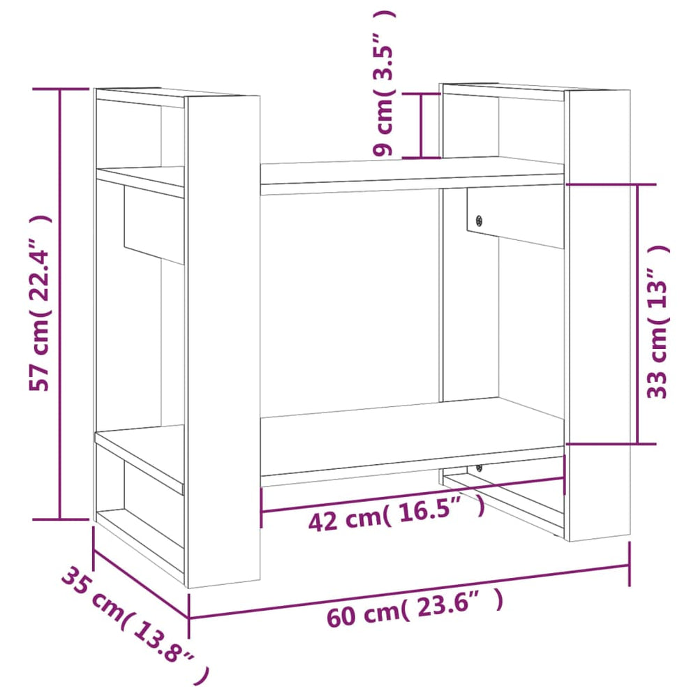 Boekenkast/kamerscherm 60x35x57 cm massief hout honingbruin MeubelReus