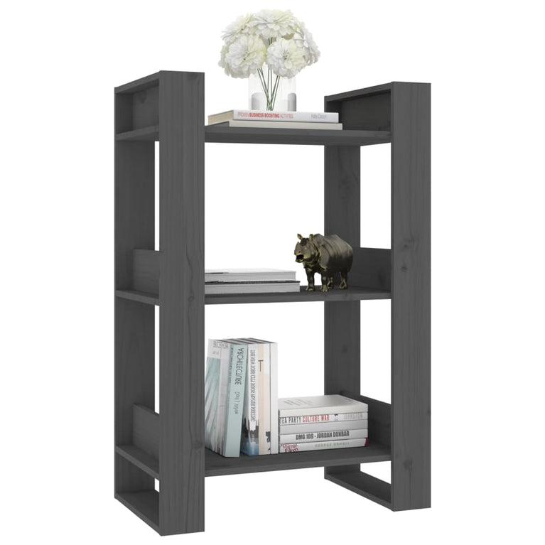 Boekenkast/kamerscherm 60x35x91 cm massief grenenhout grijs MeubelReus