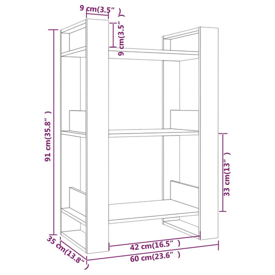 Boekenkast/kamerscherm 60x35x91 cm massief grenenhout grijs MeubelReus