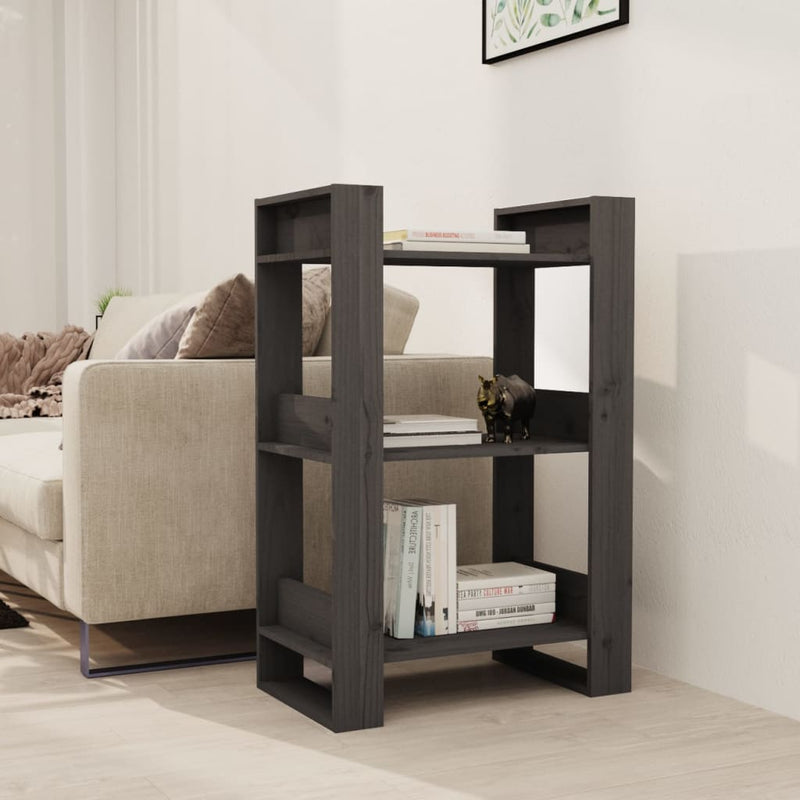 Boekenkast/kamerscherm 60x35x91 cm massief grenenhout grijs MeubelReus