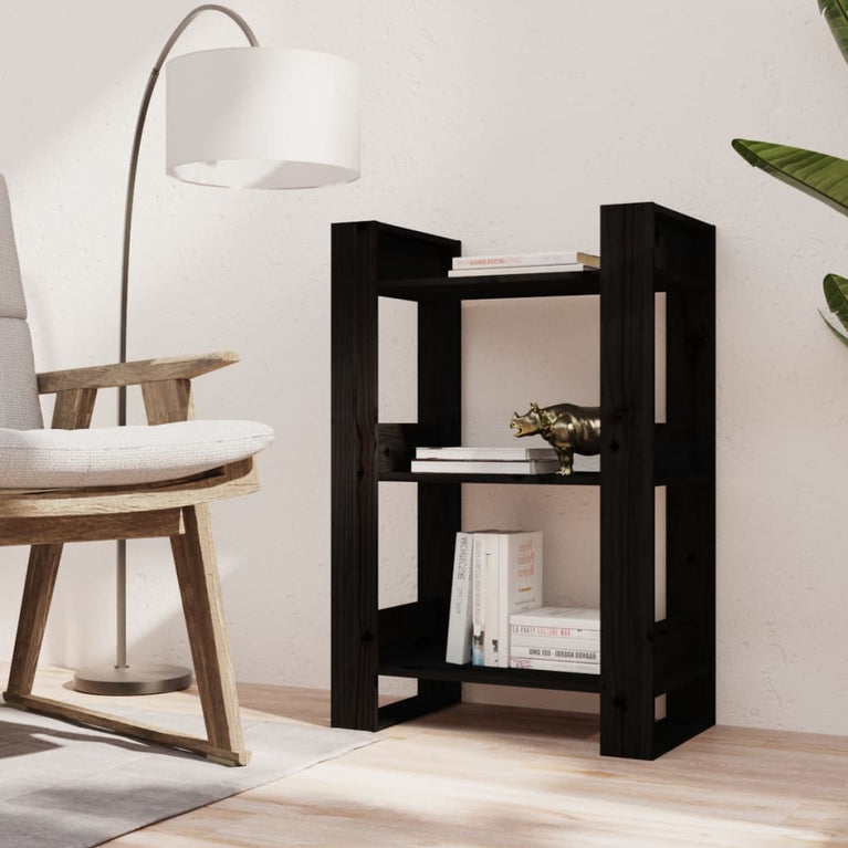 Boekenkast/kamerscherm 60x35x91 cm massief grenenhout zwart MeubelReus