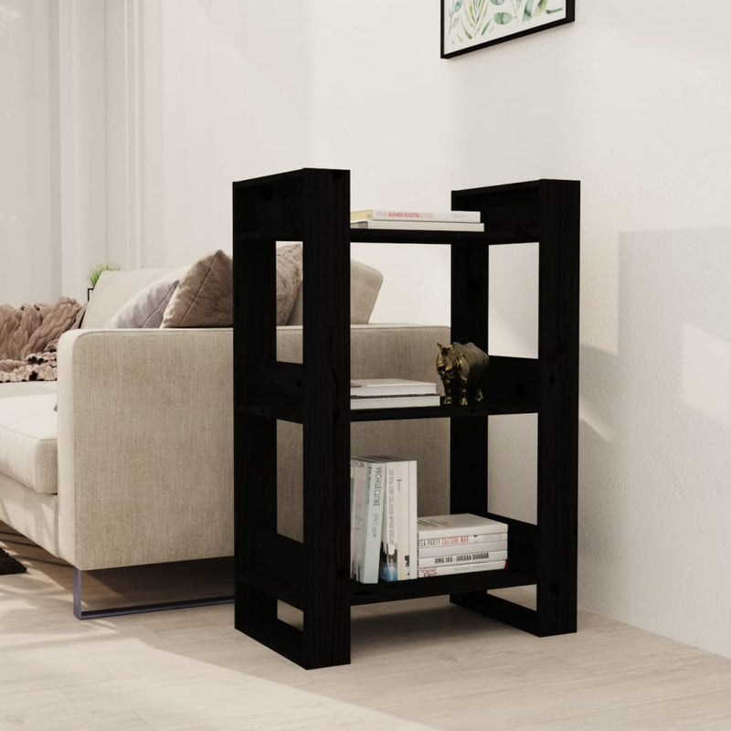 Boekenkast/kamerscherm 60x35x91 cm massief grenenhout zwart MeubelReus