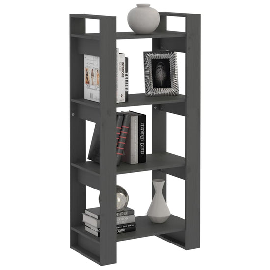 Boekenkast/kamerscherm 60x35x125 cm massief hout grijs MeubelReus