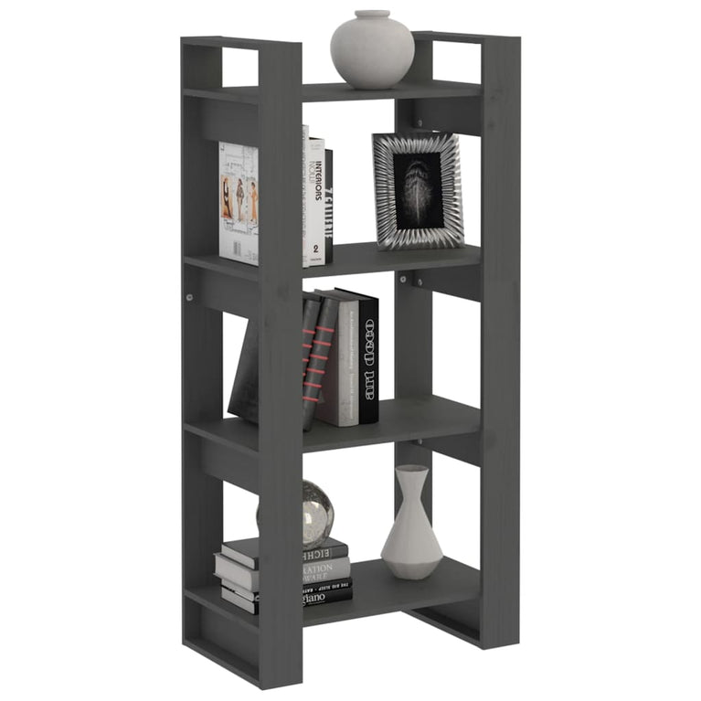 Boekenkast/kamerscherm 60x35x125 cm massief hout grijs MeubelReus