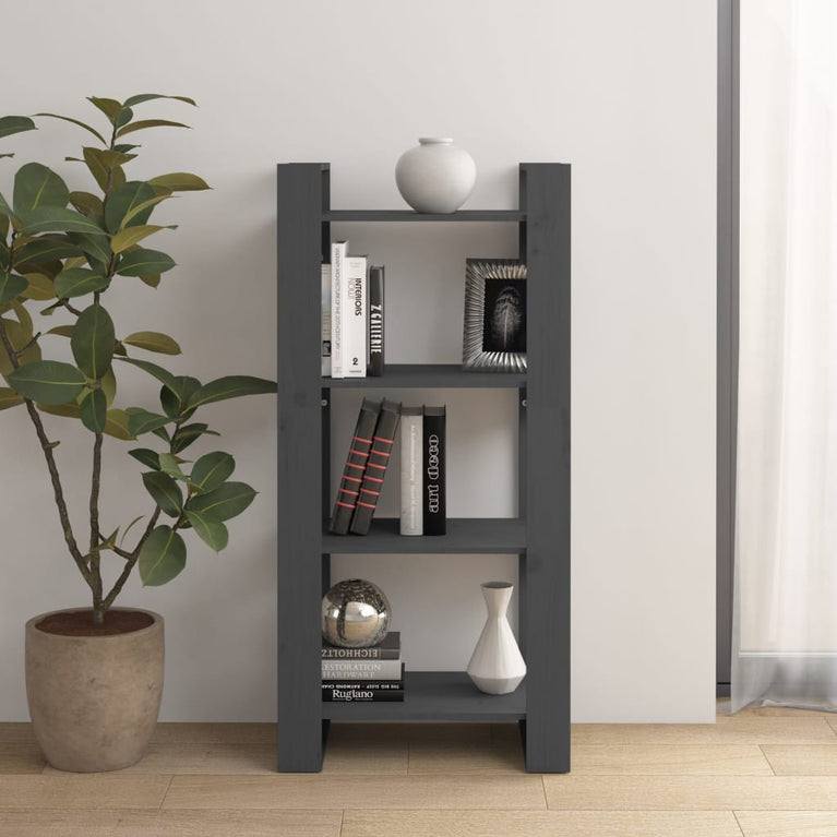 Boekenkast/kamerscherm 60x35x125 cm massief hout grijs MeubelReus