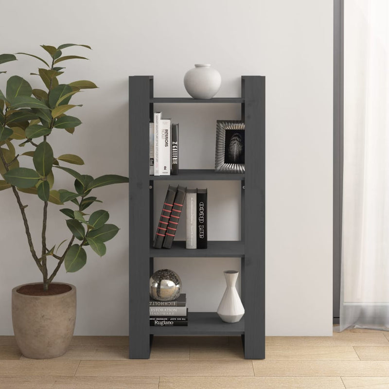 Boekenkast/kamerscherm 60x35x125 cm massief hout grijs MeubelReus