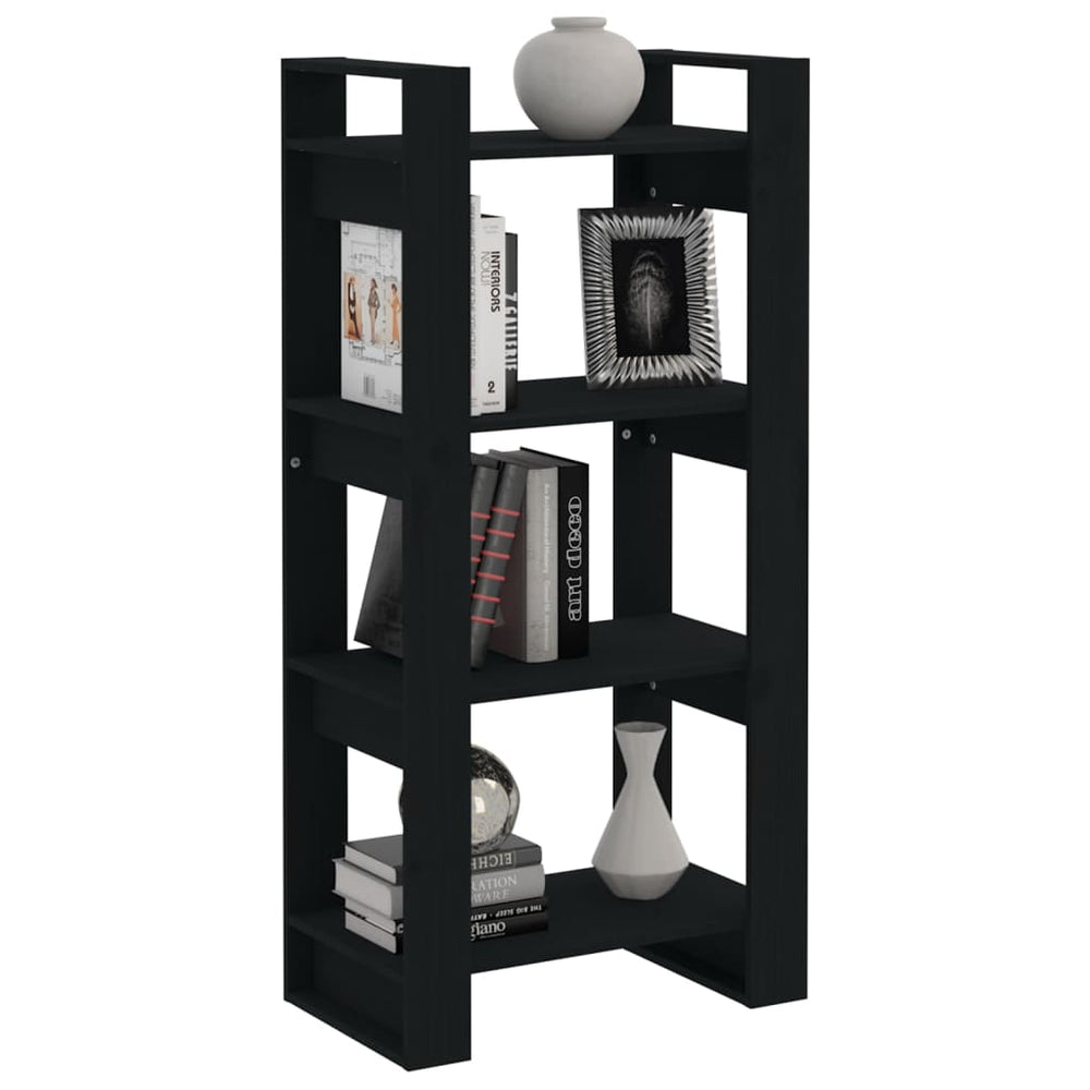 Boekenkast/kamerscherm 60x35x125 cm massief hout zwart MeubelReus