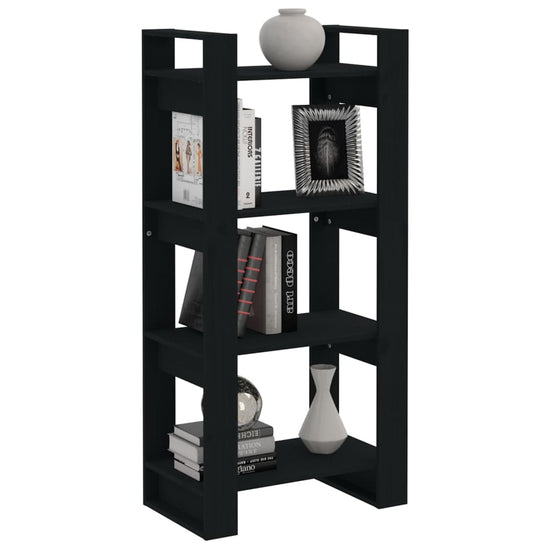 Boekenkast/kamerscherm 60x35x125 cm massief hout zwart MeubelReus
