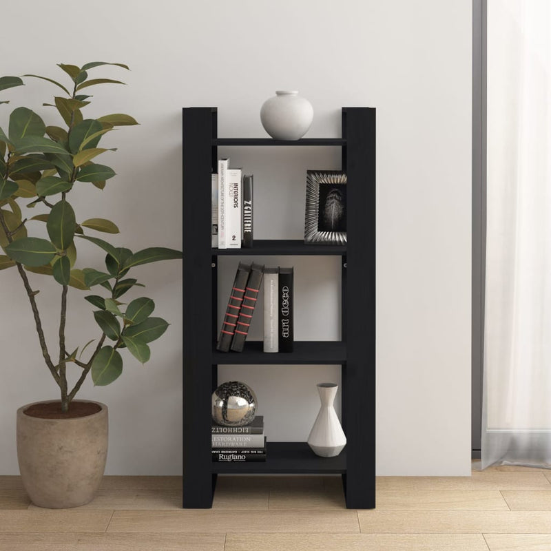 Boekenkast/kamerscherm 60x35x125 cm massief hout zwart MeubelReus