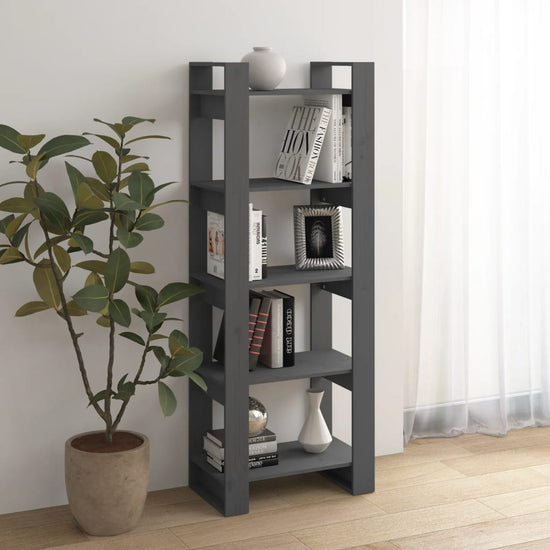 Boekenkast/kamerscherm 60x35x160 cm massief hout grijs MeubelReus