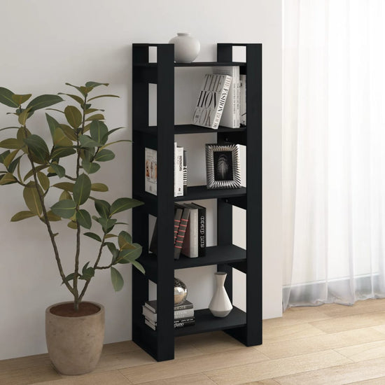 Boekenkast/kamerscherm 60x35x160 cm massief hout zwart MeubelReus