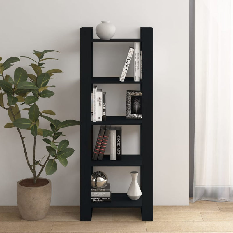 Boekenkast/kamerscherm 60x35x160 cm massief hout zwart MeubelReus
