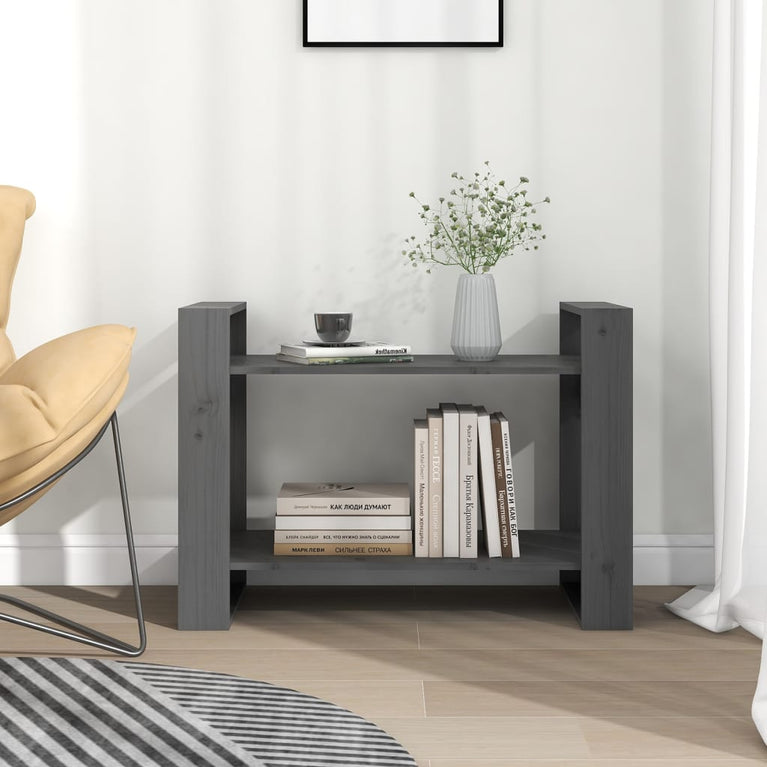 Boekenkast/kamerscherm 80x35x56,5 cm massief grenenhout grijs MeubelReus