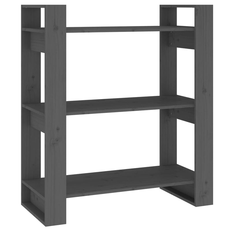 Boekenkast/kamerscherm 80x35x91 cm massief grenenhout grijs MeubelReus