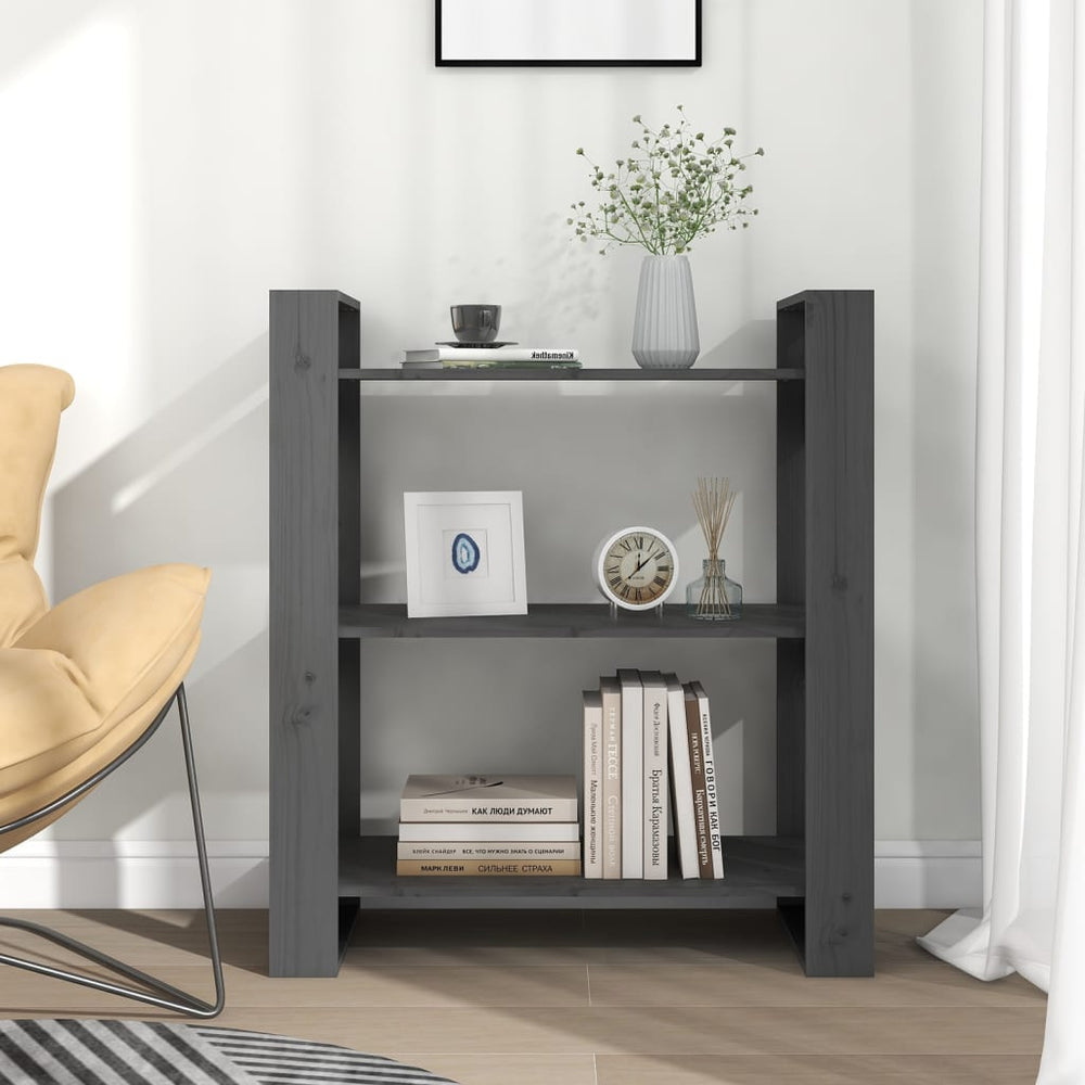 Boekenkast/kamerscherm 80x35x91 cm massief grenenhout grijs MeubelReus