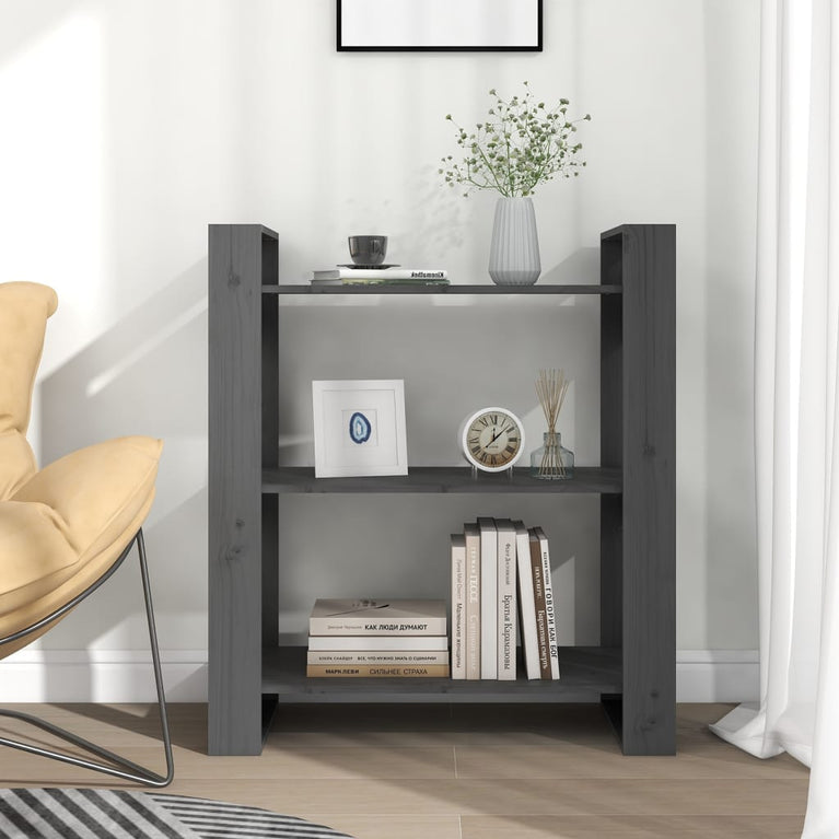 Boekenkast/kamerscherm 80x35x91 cm massief grenenhout grijs MeubelReus