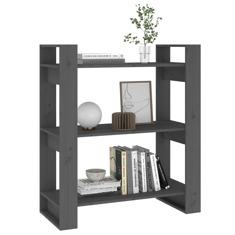 Boekenkast/kamerscherm 80x35x91 cm massief grenenhout grijs MeubelReus