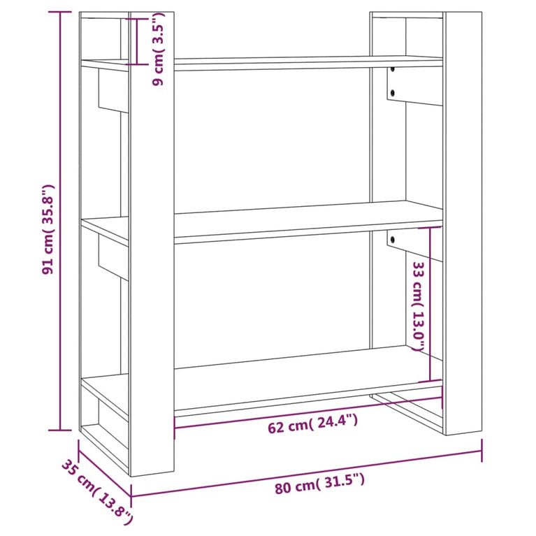 Boekenkast/kamerscherm 80x35x91 cm massief hout honingbruin MeubelReus