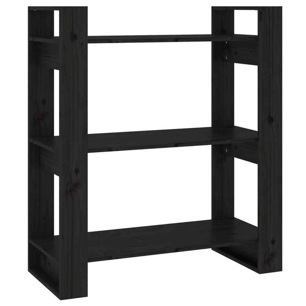 Boekenkast/kamerscherm 80x35x91 cm massief grenenhout zwart MeubelReus