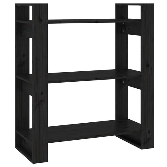 Boekenkast/kamerscherm 80x35x91 cm massief grenenhout zwart MeubelReus