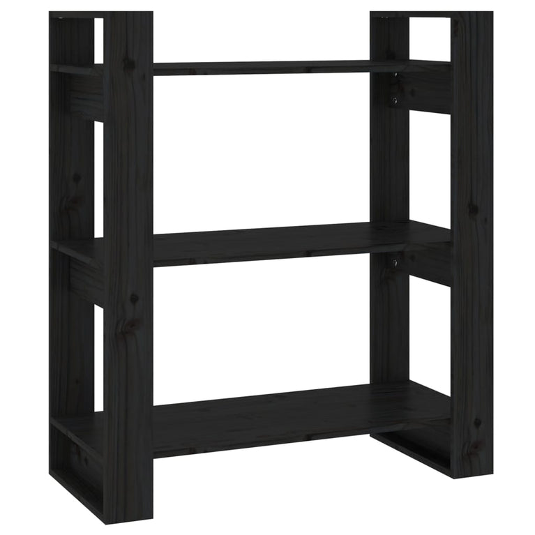 Boekenkast/kamerscherm 80x35x91 cm massief grenenhout zwart MeubelReus